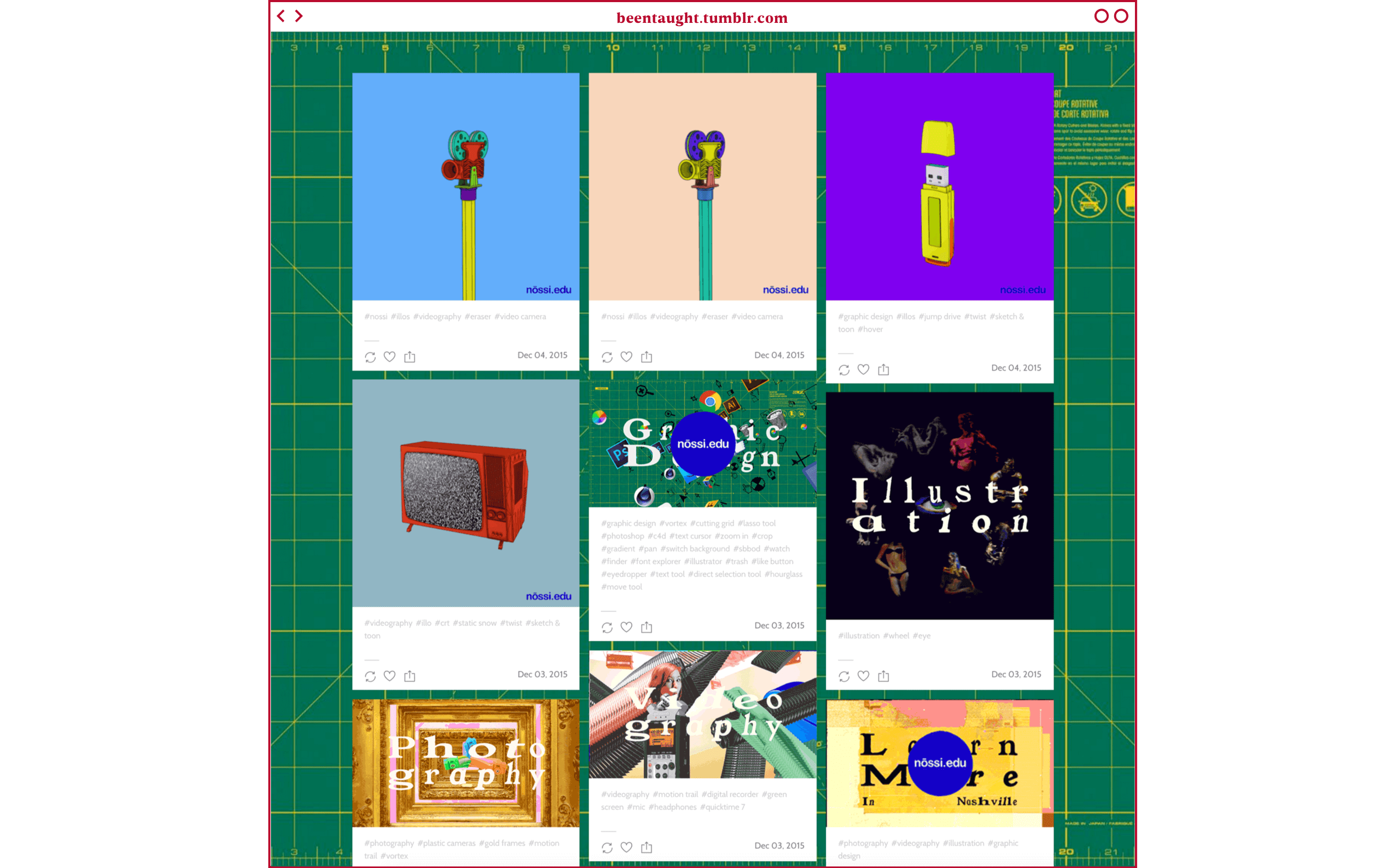 Been Taught Tumblr feed animations Animation stills displayed on Been Taught Tumblr feed for Nossi College of Art