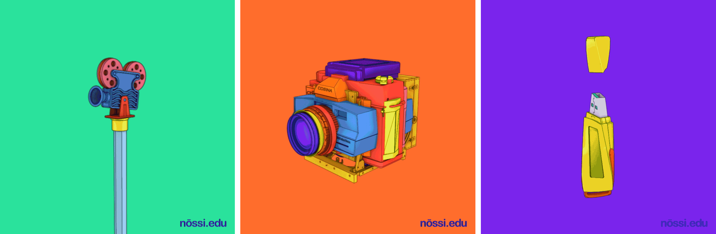 Nossi — “Been Taught” Illo Loops Nossi looping gifs of film and video, camera and USB drive twirling for beentaught.tumblr.com