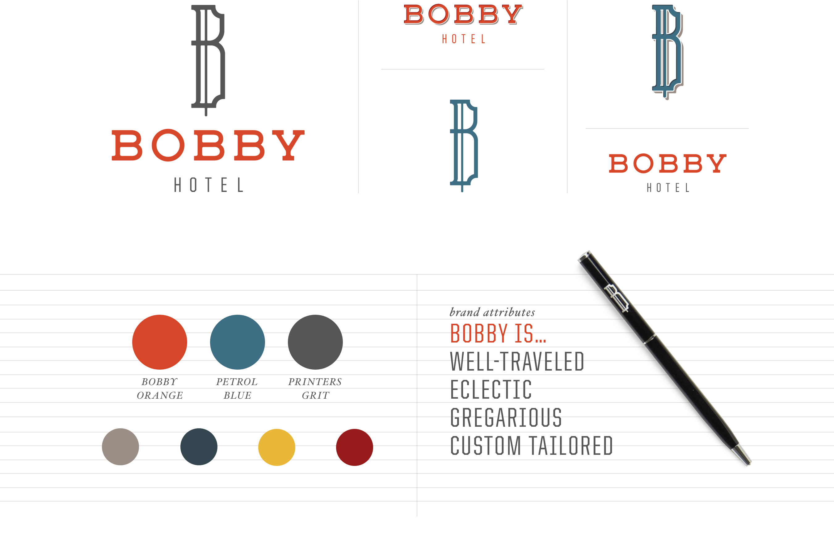 Bobby Hotel branding Bobby Hotel logo branding color palette design in Nashville, TN