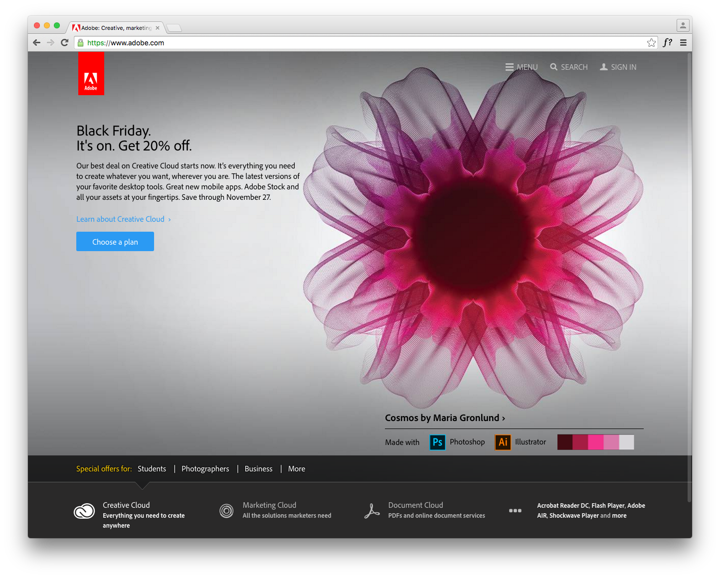 Adobe home website screen grab image for ST8MNT 5 Vices of a Designer blog post