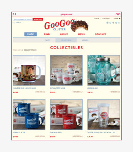 Googoo.com Goo Goo Cluster's shop page in Desktop browser view Nashville TN