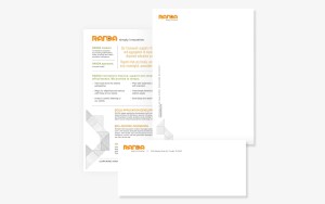 Stationary envelope, header, page designs for Randa Solutions in Franklin, Tennessee