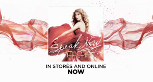 End Tag from New York, NY based Taylor Swift's Speak Now TV Spot designed and animated by Nashville's ST8MNT employing flowing translucent fabric, a jewel case, and bold cta type