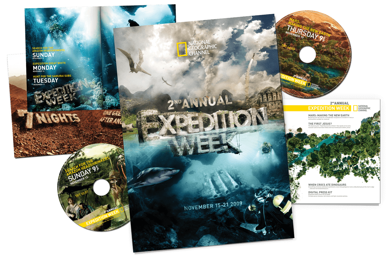 2nd Annua Expedition Week packaging including DVD wraps, booklet and fold out pamphlet design for National Geographic Channel, Washington, D.C.