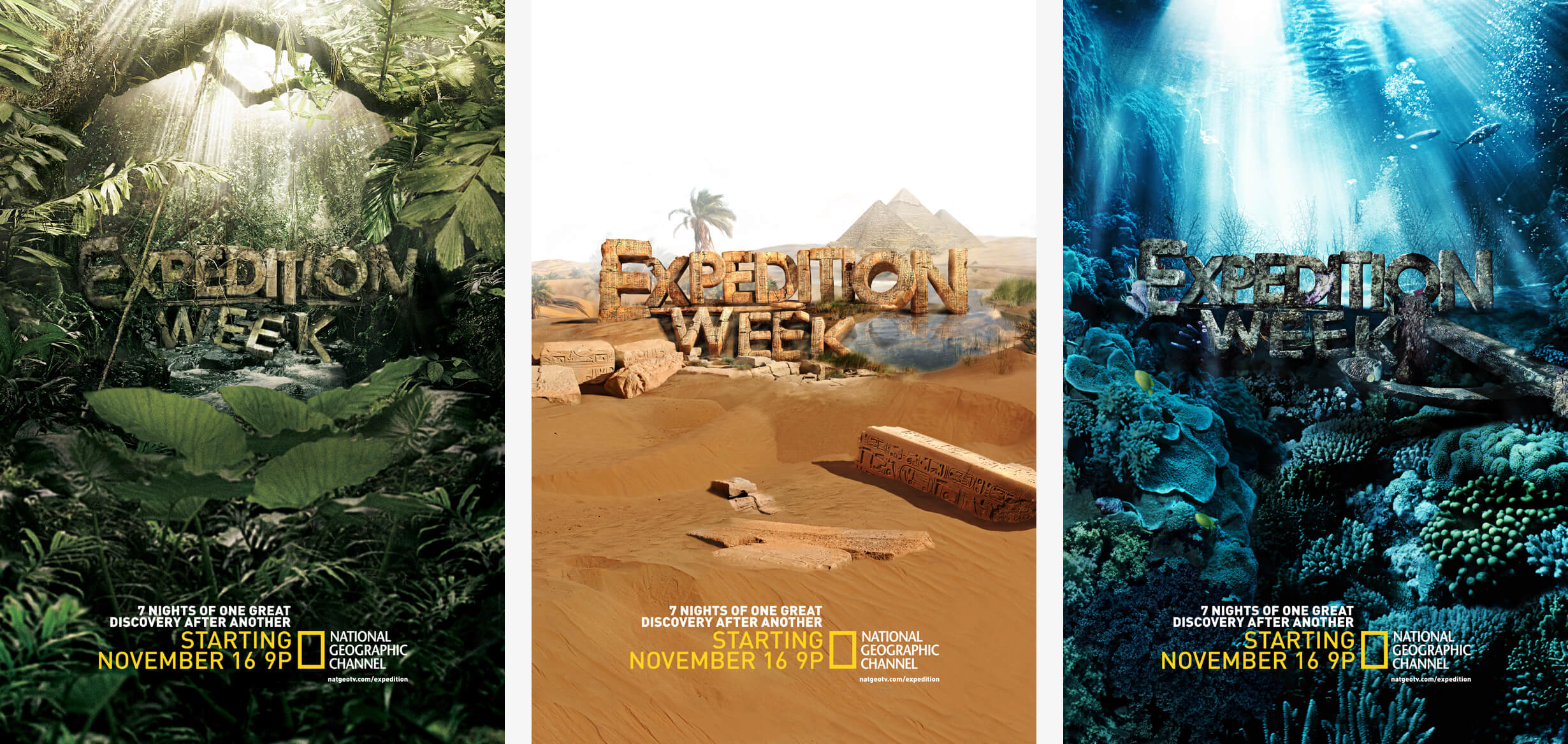 Expedition Week key art posters for National Geographic Channel, Washington, D.C.