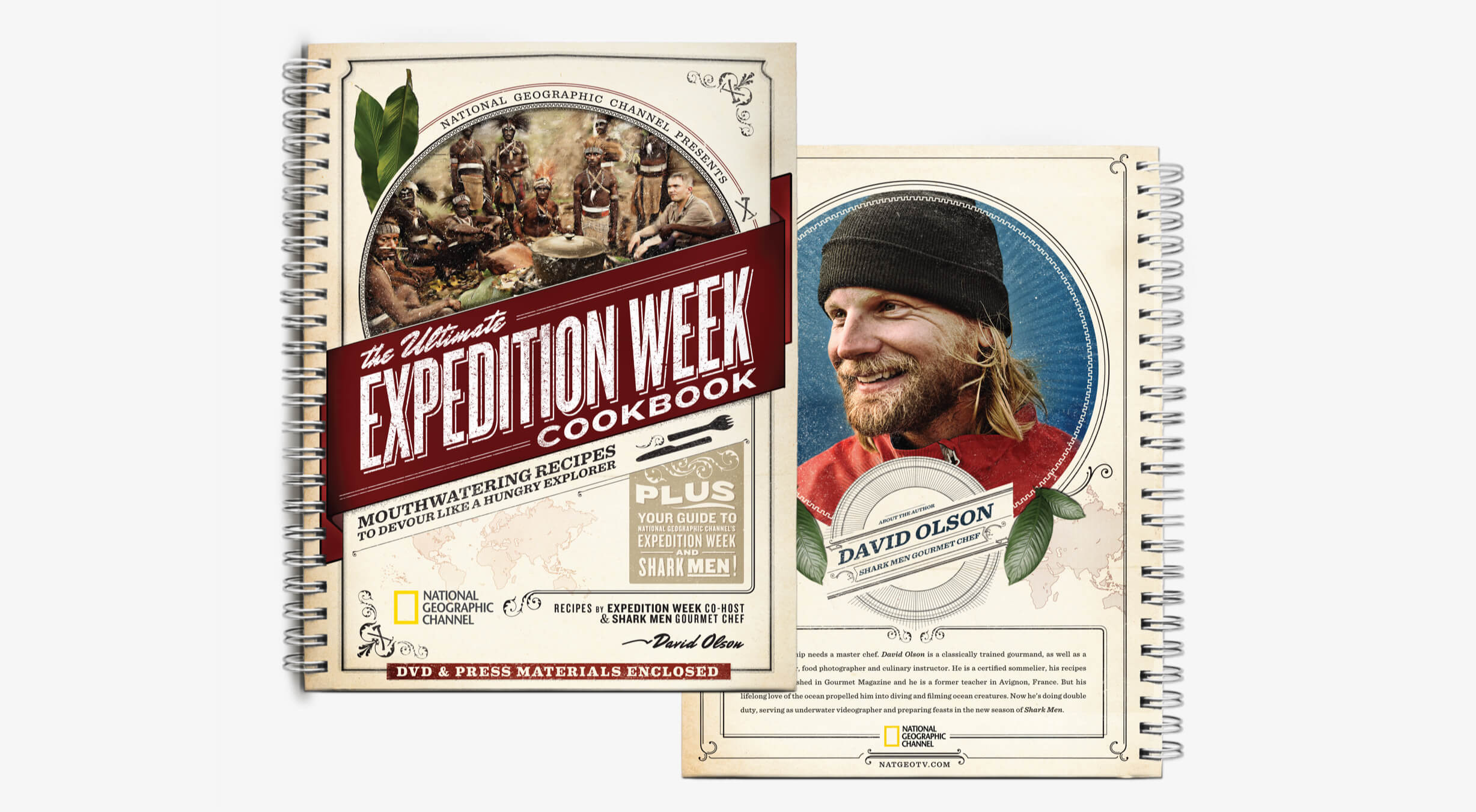 The Ultimate Expedition Week Cookbook cover and back cover publication design for National Geographic Channel, Washington, D.C.