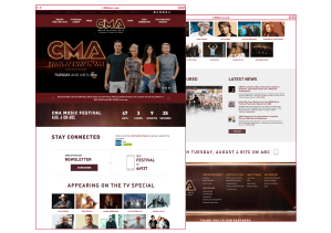 CMA Music Festival large website takeover design branded for the 2015 TV special on ABC for cmafest.com