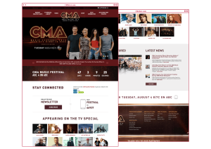 CMA Music Festival website takeover design branded for the 2015 TV special on ABC for cmafest.com