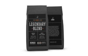 Bongo Java coffee packaging with Be Legendary branding elements for EO Nerve 2015 Conference