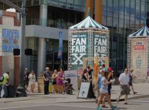 Fans walking in Fan Fair X, Eats N Beats branded environment for CMA Music Festival in Nashville, Tennesee