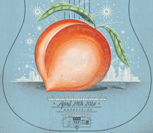 Detail image of Georgia Peach and information with skyline for Lady Antebellum poster design