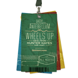 Wheels Up tour badge design featuring full tour logo and map design with branded airplane elements for Lady Antebellum tour