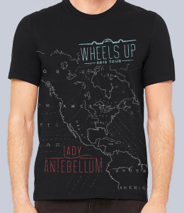 Tour merchandise t shirt featuring map and logo for Lady Antebellum Wheels Up tour