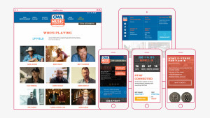 Line Up website page design for all responsive states including Tablet and mobile for CMA Music Festival in Nashville, Tennessee