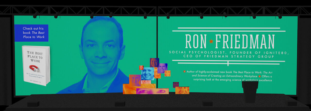Speaker presentation screen design for Ron Friedman at EO Nerve conference, Nashville, Tennessee