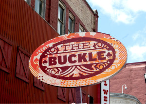 Photo of CMA Music Festival stage The Buckle brand and sign design in Nashville, Tennessee