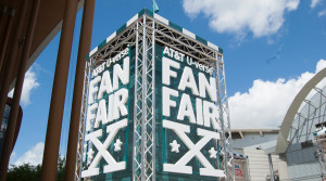 Fan Fair X logo and stage logo and outdoor signage at CMA Music Festival