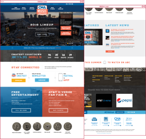 Home Page desktop design for CMA Music Festival in Nashville, Tennessee