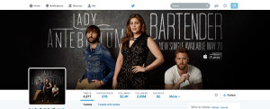 Digital social marketing Twitter banner space and profile picture as part of social aggregation for Lady Antebellum Bartender signle