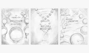 Magazine advertisement concept sketches for Parallon Healthtrust in Brentwood, Tennessee