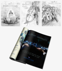 Magazine advertisement sketches and designs for Parallon Healthtrust in Brentwood, Tennessee