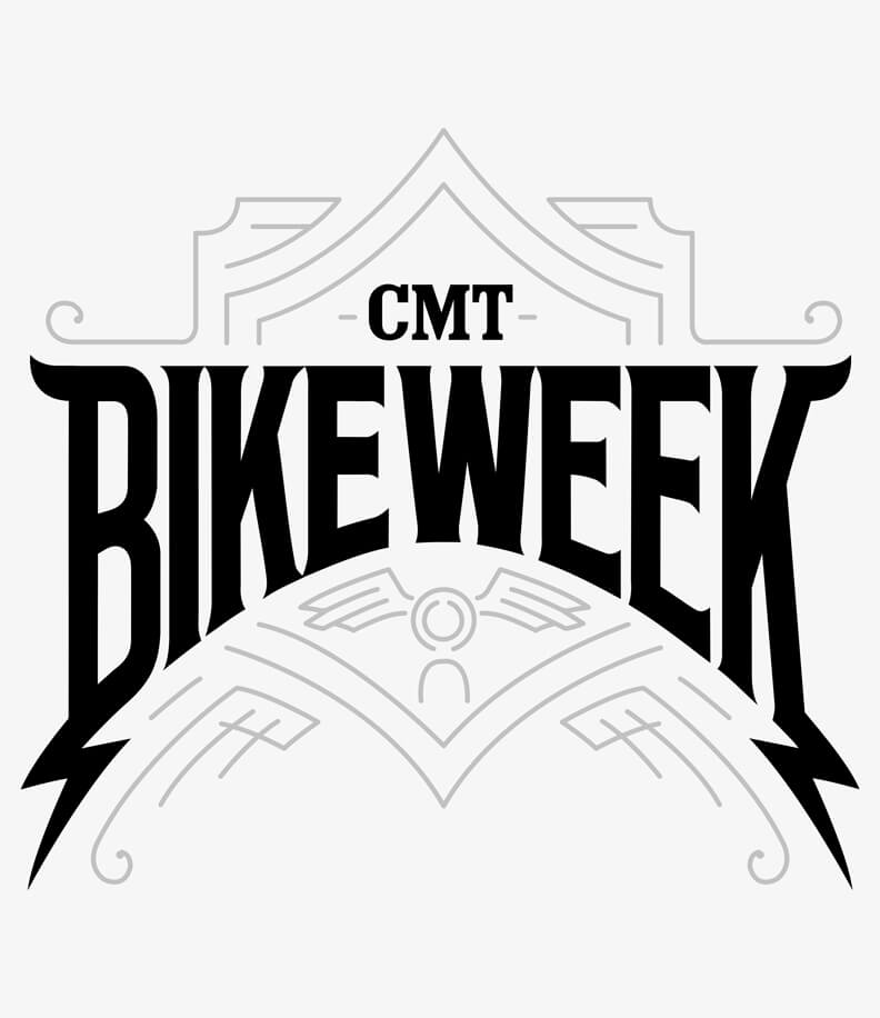 Identity black and white line art for CMT Bike Week in Nashville, Tennessee