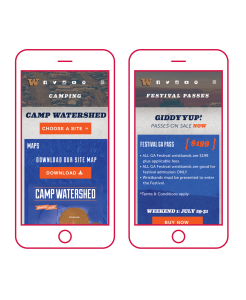 Camping and passes website page design for Watershed Music Festival