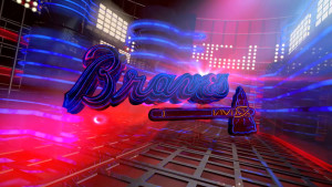 Title card motion video design with electric neon renderings and logo for the Atlanta Braves MLB Major League Baseball team