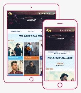 Responsive Lineup website design page on fasterhorsesfestival.com for Faster Horses country music festival in Brooklyn, Michigan