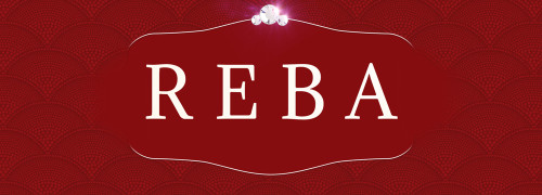 Logo for reba.com with site branding elements including red pattern texture and diamonds for Starstruck Management Group in Nashville, Tennessee