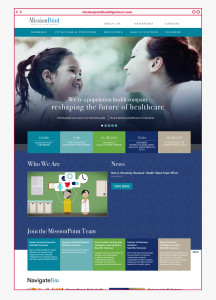 Website design of homepage for Mission Point Health Partners