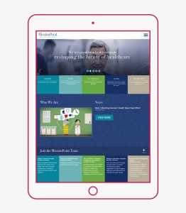 Responsive website design featured on tablet of mission point homepage for MissionPoint Health Partners in Nashville, Tennessee