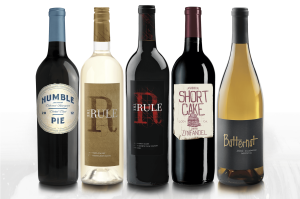 Wine Bottle images of Humble Pie, The Rule savignon blanc and cab sauv, Short Cake Zinfandel, Butternut Chardonnay wines for BNA Wine Group, Napa, California