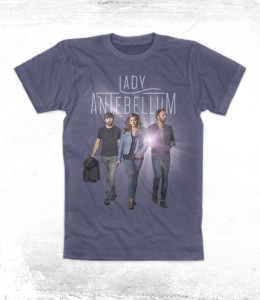 Tour merchandise t shirt featuring the band and logo with light burst for Lady Antebellum Wheels Up tour
