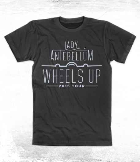 Tour merchandise t shirt featuring full tour logo design for Lady Antebellum Wheels Up tour