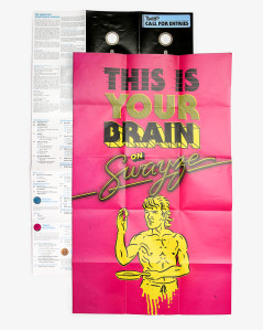 Call For Entries illustrated foldable poster design of front and back design featuring This Is Your Brain on Swayze and floppy disk illustration for the 51st Nashville Addy Awards in Tennessee