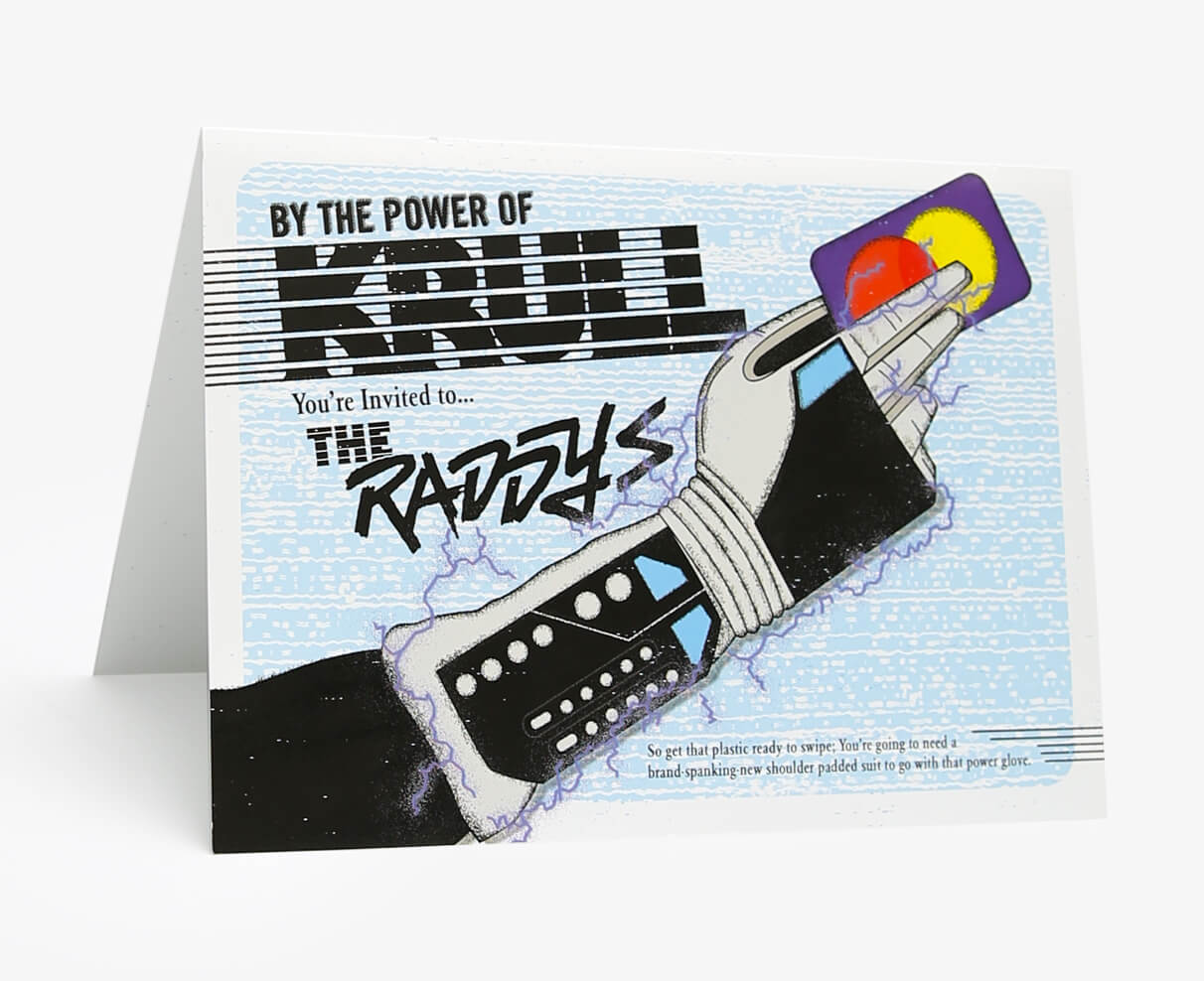 Printed Power of Krull illustrated typographic invitation for the 51st Nashville Addy Awards in Tennessee