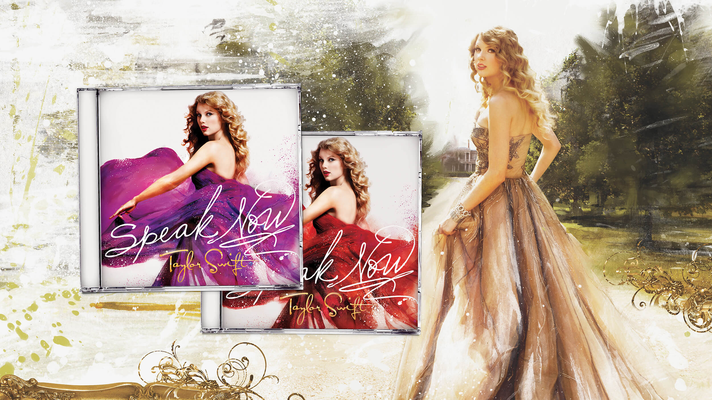 Album cover design and case mock up of Taylor Swift Speak Now album