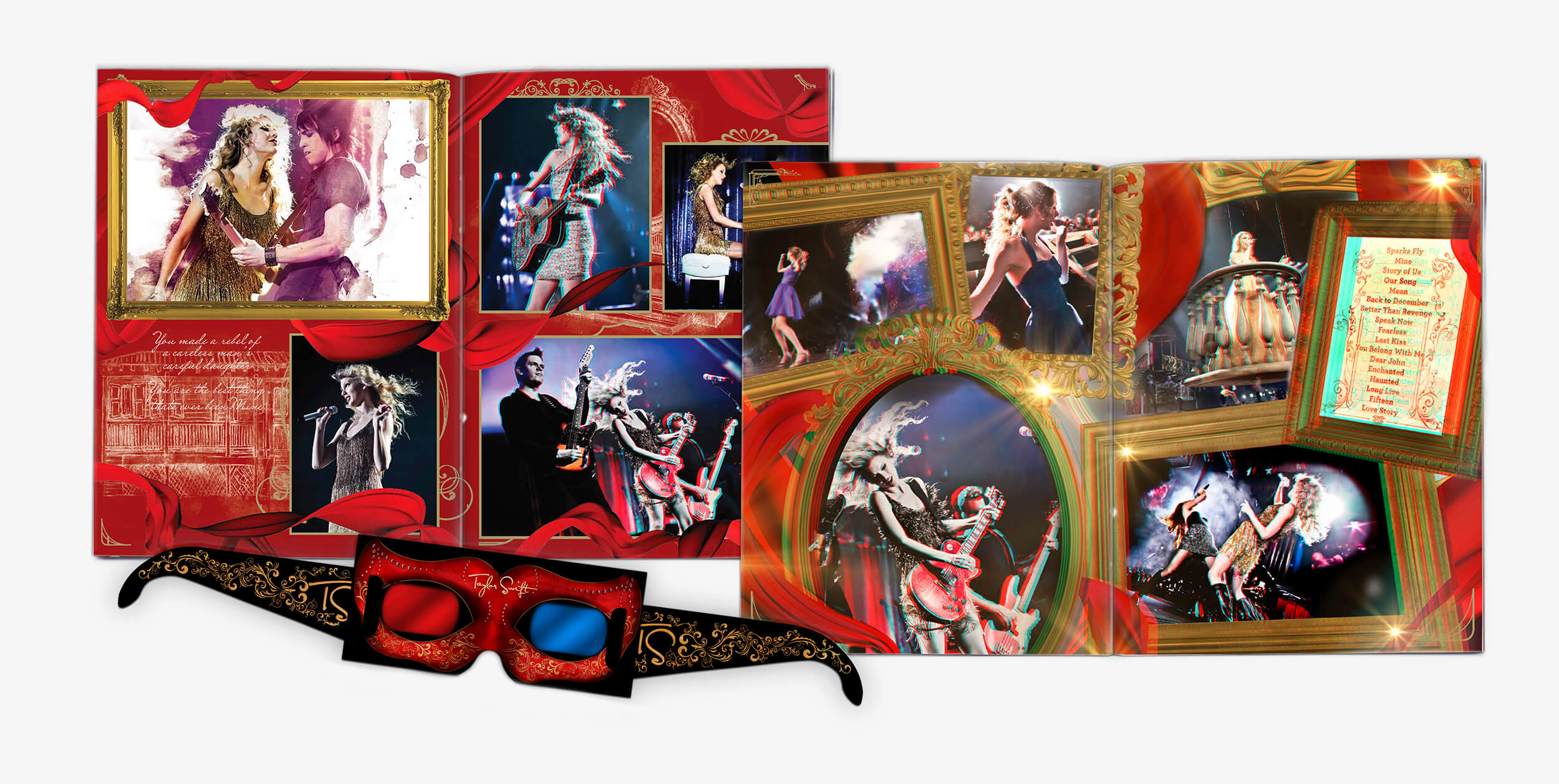 3D book spread and 3D glasses for Taylor Swift Speak Now World Tour tour book