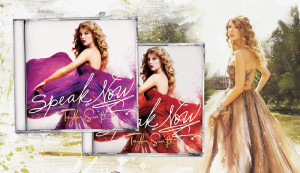 Speak Now album CD packaging cover design with photo and branding elements for Taylor Swift