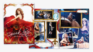 Cover and spread of Taylor Swift Speak Now tour book as part of 2011 world tour