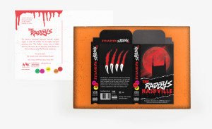 Raddys horror flick postcard design for Nashville Addy Awards featuring 80s horror film VHS packaging inspired visuals