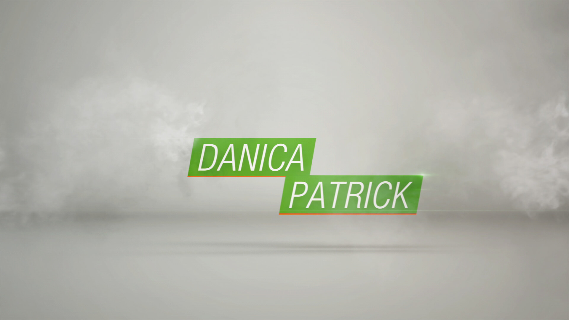 Danica Patrick super still frame from Scottsdale, AZ based Go Daddy's The Big Leap Super Bowl ad campaign produced by Nashville based Anthem Pictures and animated by Nashville's ST8MNT employing bar strip box type and smoke