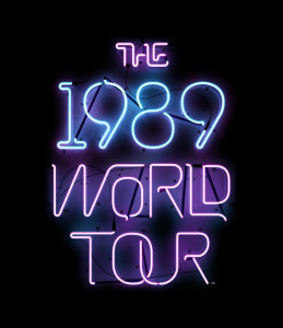 Neon typography 3D rendering logo design for The 1989 World Tour Book for Taylor Swift