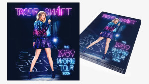 Lenticular cover publication merchandise design featuring neon typography with ligatures of The 1989 World Tour Book for Taylor Swift