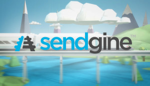 Sendgine Title Card from Indianapolis, IN based Sendgines's Train of Thought brand explainer web promo video designed and animated by Nashville's ST8MNT employing paper origami cutouts of rivers, hills, mountains, clouds and shinkansen bullet trains