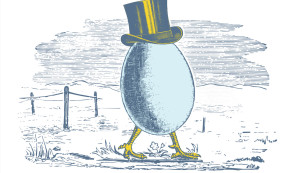 Illustration detail image of walking egg with top hat for Spring Chicken Sauvignon Blanc