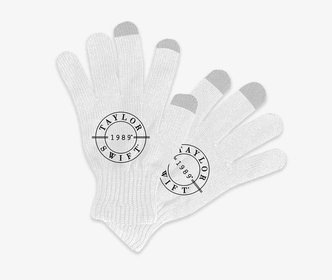 1989 white glove merchandise with grey fingertips for Taylor Swift