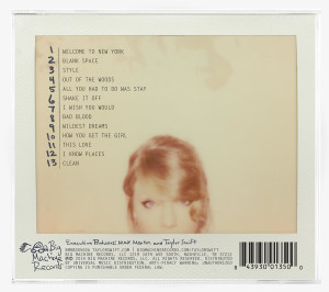 Back cover album packaging design for Taylor Swift 1989