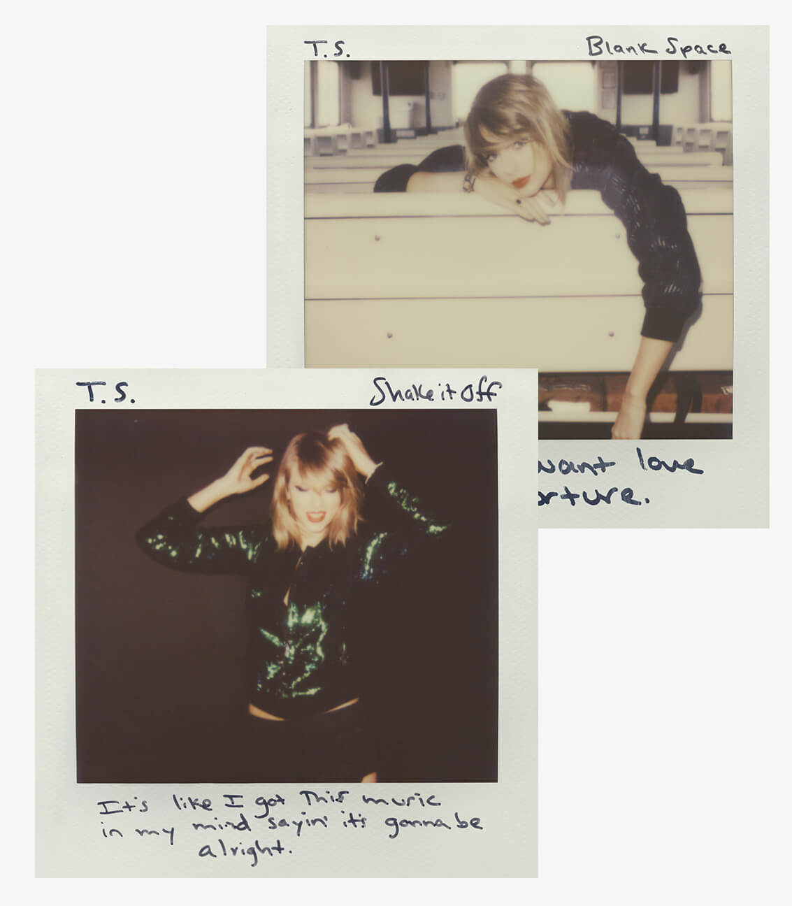 Single artwork for Blank Space and Shake It Off with visual consistency Taylor Swift 1989 album